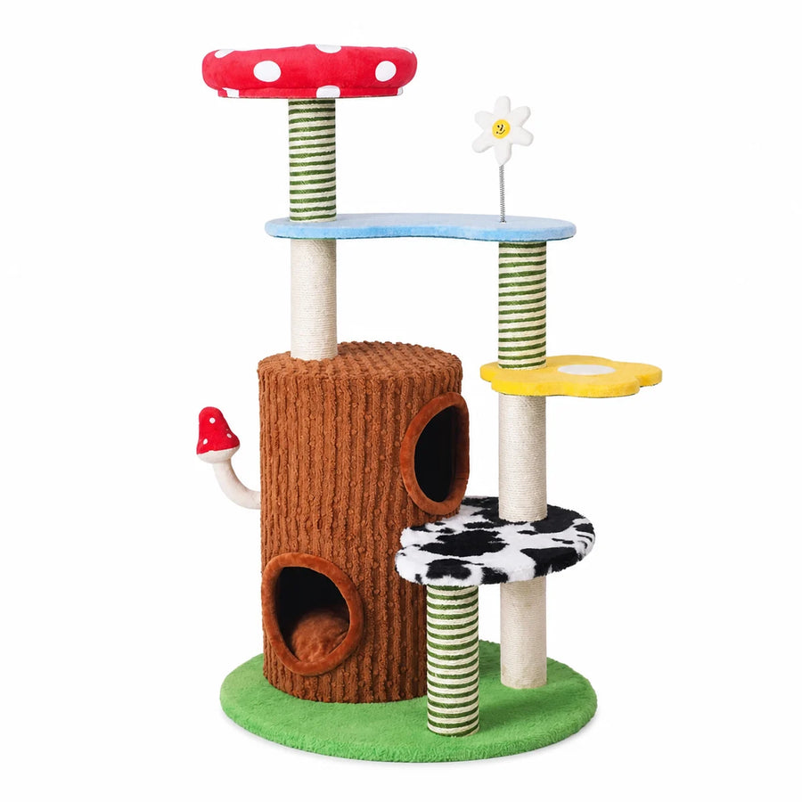 Paws Parade Harvest Hideaway cat tree on a clean white background
