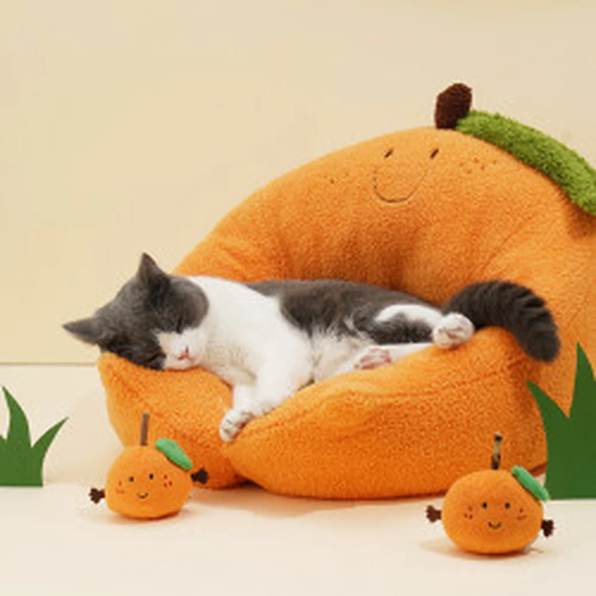 Orange Hugger Pet Bed in a bright pet-home setting