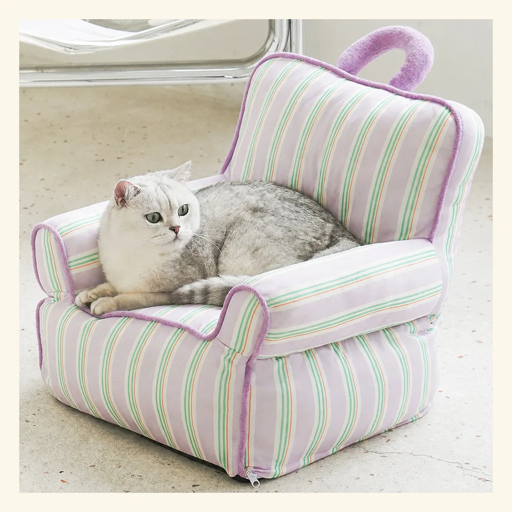 Parlor Stripe Pet Sofa in a bright pet-home setting