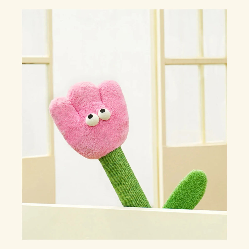 Tulip Bloom Scratching Post in a bright pet-home setting